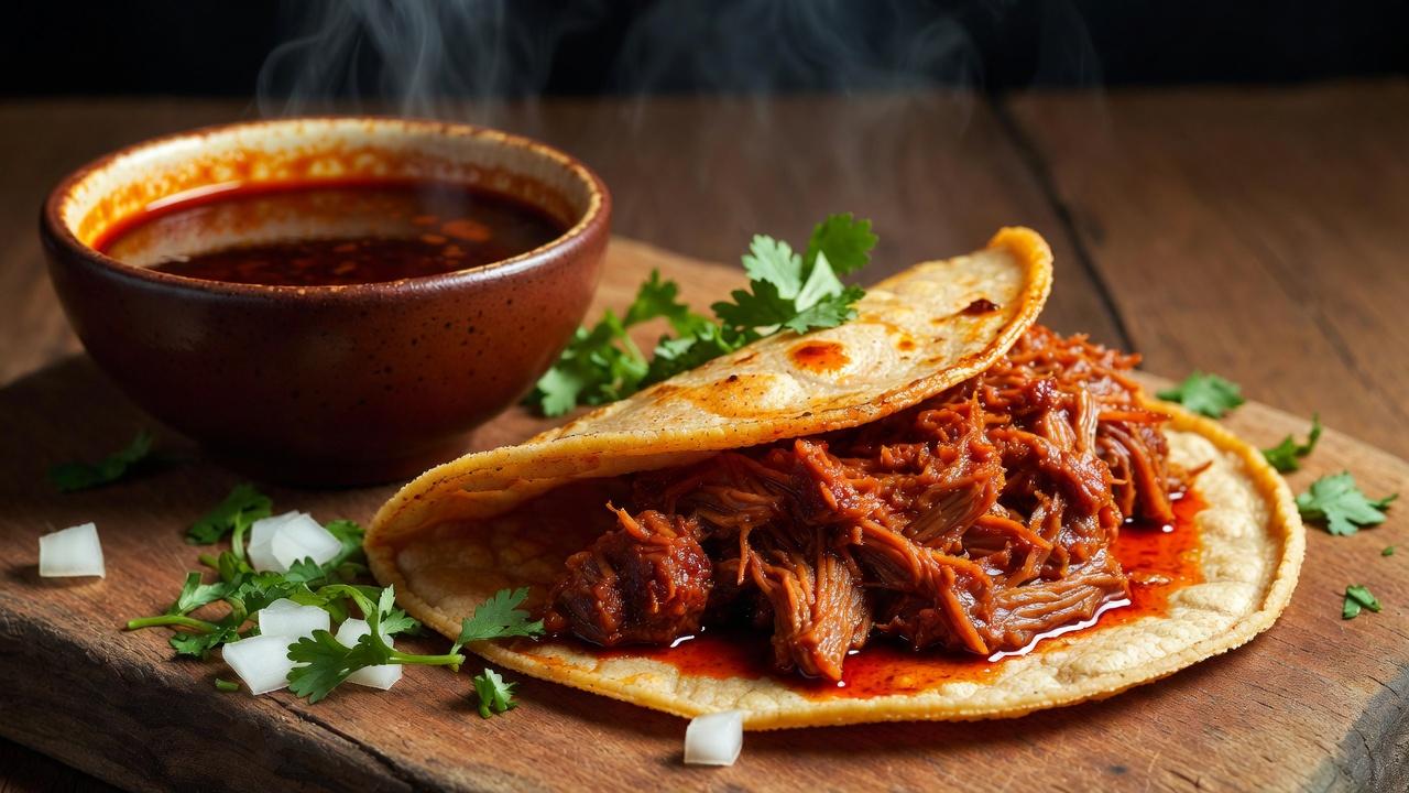 Birria tacos with consommé in Guadalajara