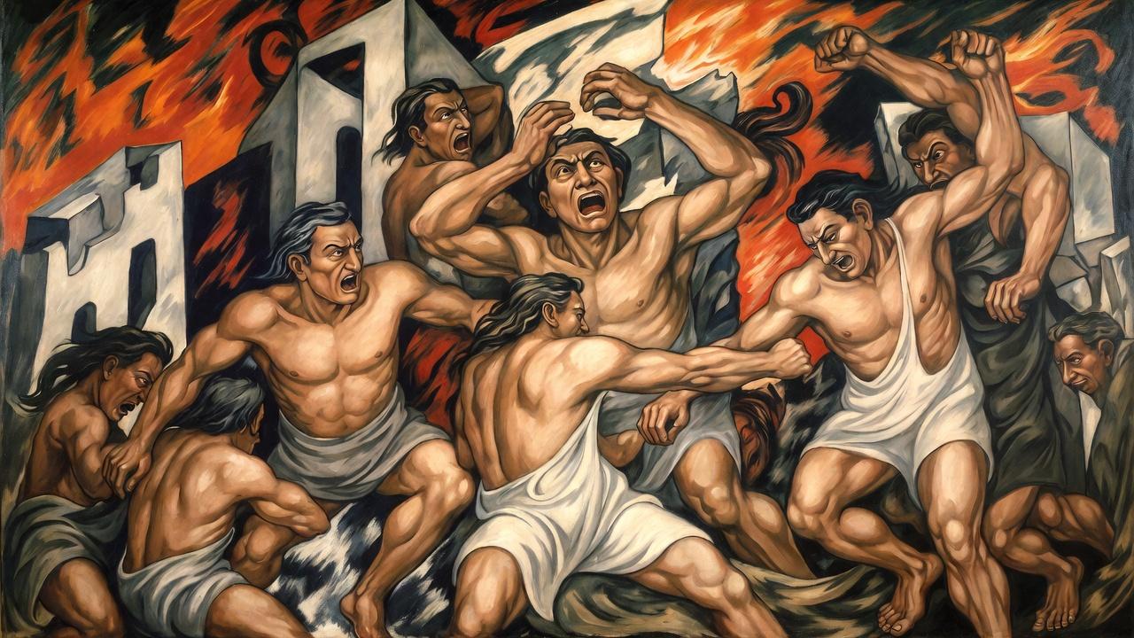 Orozco-style murals inside Guadalajara government palace