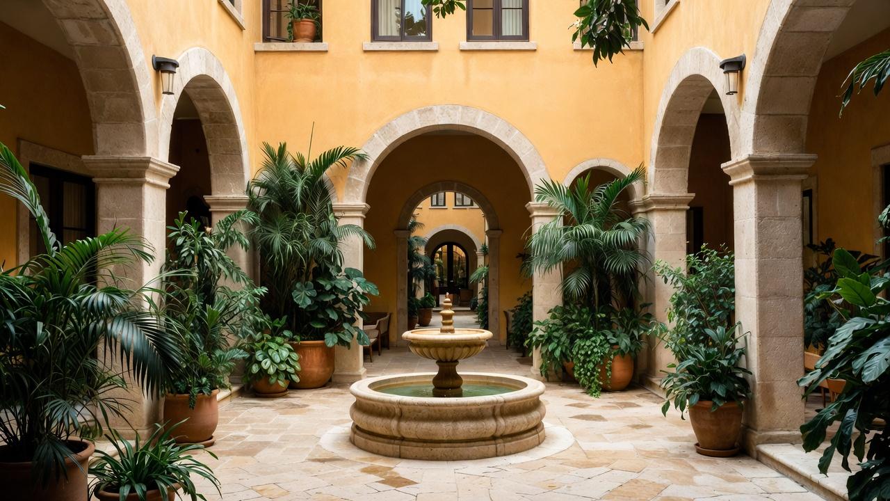 Boutique hotel courtyard in Guadalajara